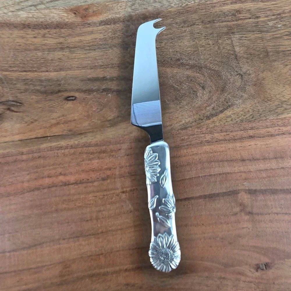 Royal Selangor Pewter Sunflower Design Cheese Knife Cutlery Vtg 8 1/4